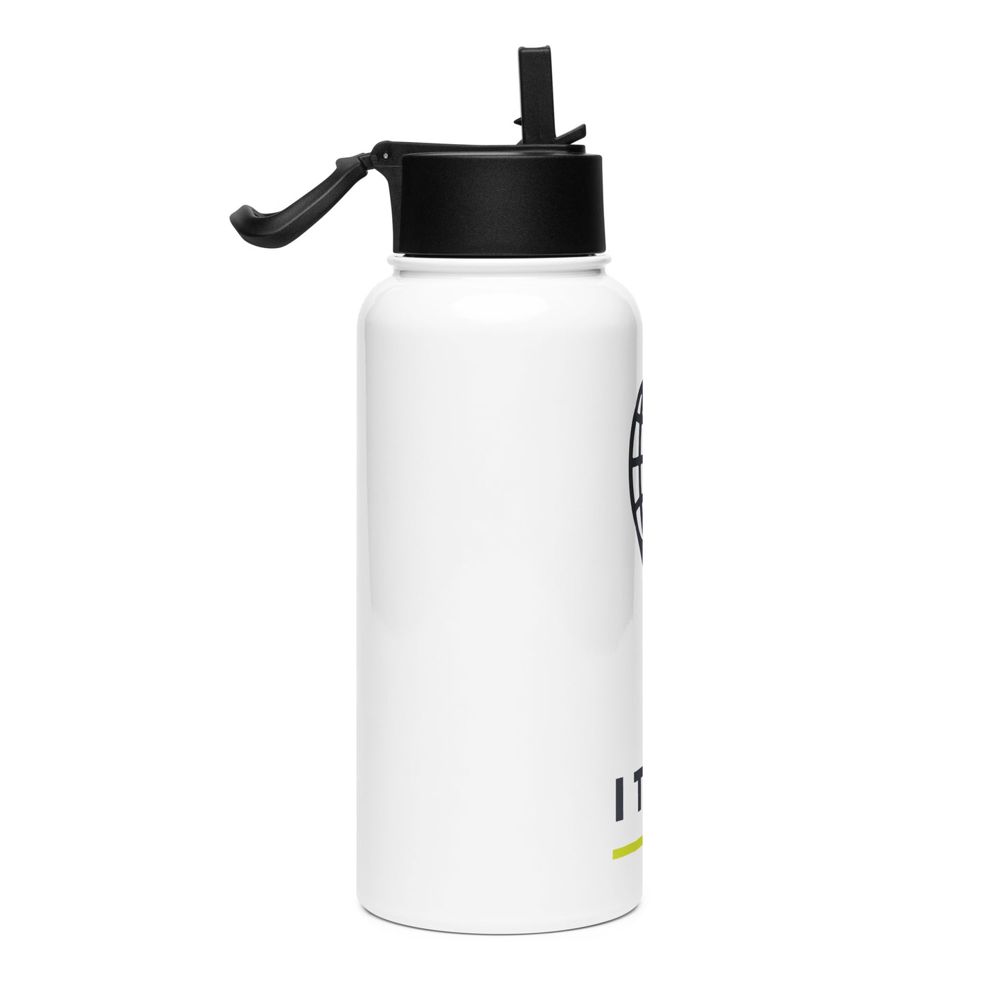 ITHF stainless steel water bottle with a straw lid