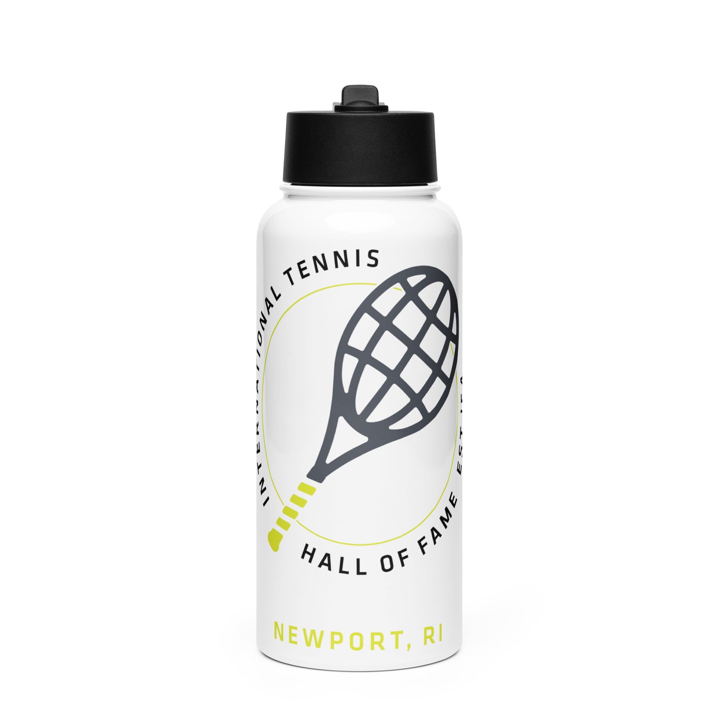 Tennis Racquet stainless steel water bottle with a straw lid